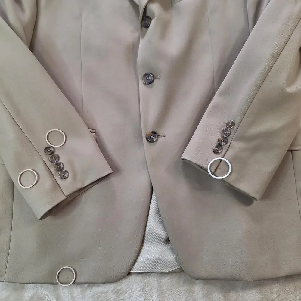 Lauren Ralph Lauren Suit Jacket Mens 40 Short Beige Wool Single Vent 3 Btn